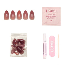 Rosé press-on nails - almond shape, short length