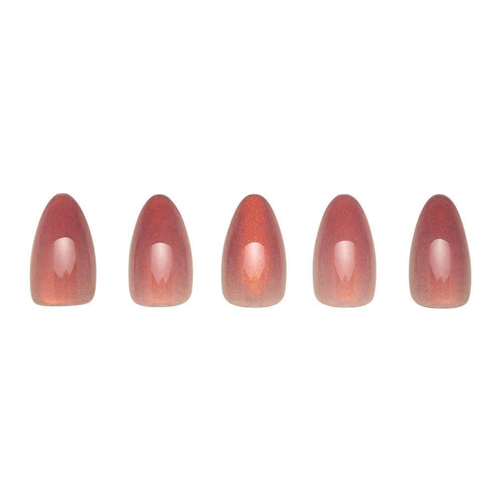 Rosé press-on nail design - velvet style detail