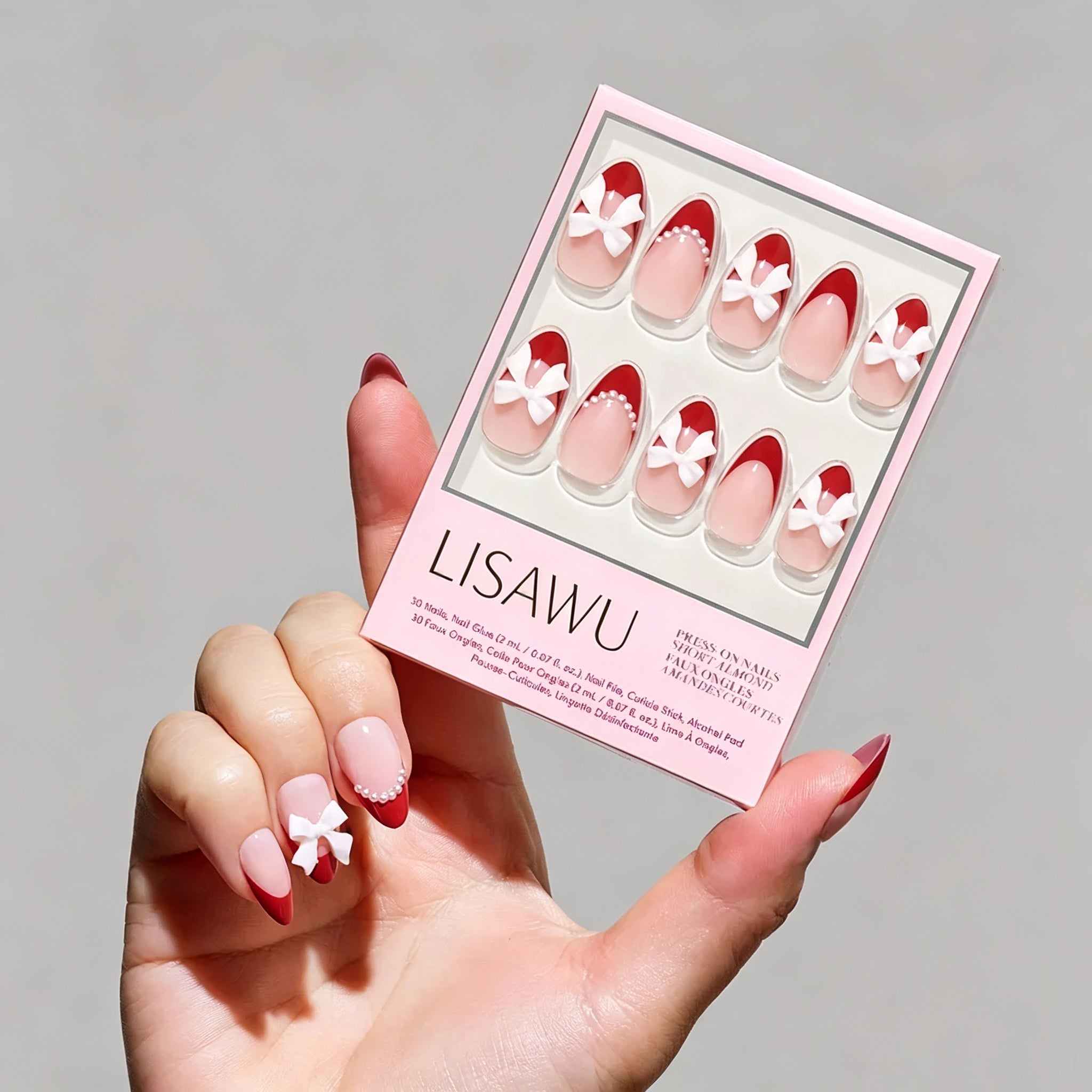 Ruby Ribbons press-on nails in red shade