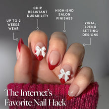 Ruby Ribbons press-on nail set Snowed In collection lifestyle view