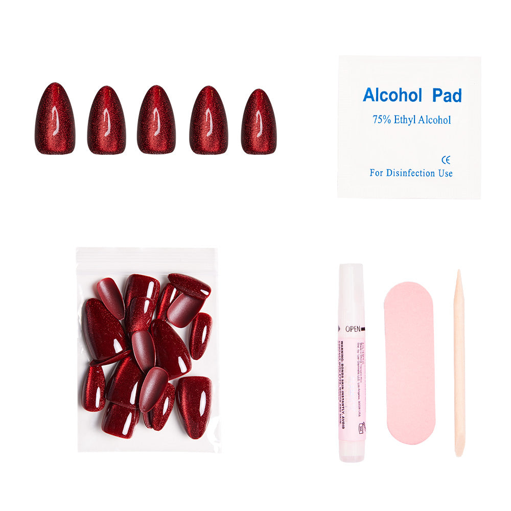 Ruby Slipper press-on nails with velvet finish