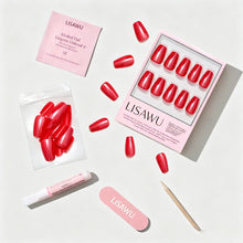 Runway Red press-on nails with glossy finish