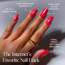 Runway Red press-on nails - coffin shape, medium length