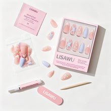 Salty Waves press-on nails - almond shape, short length