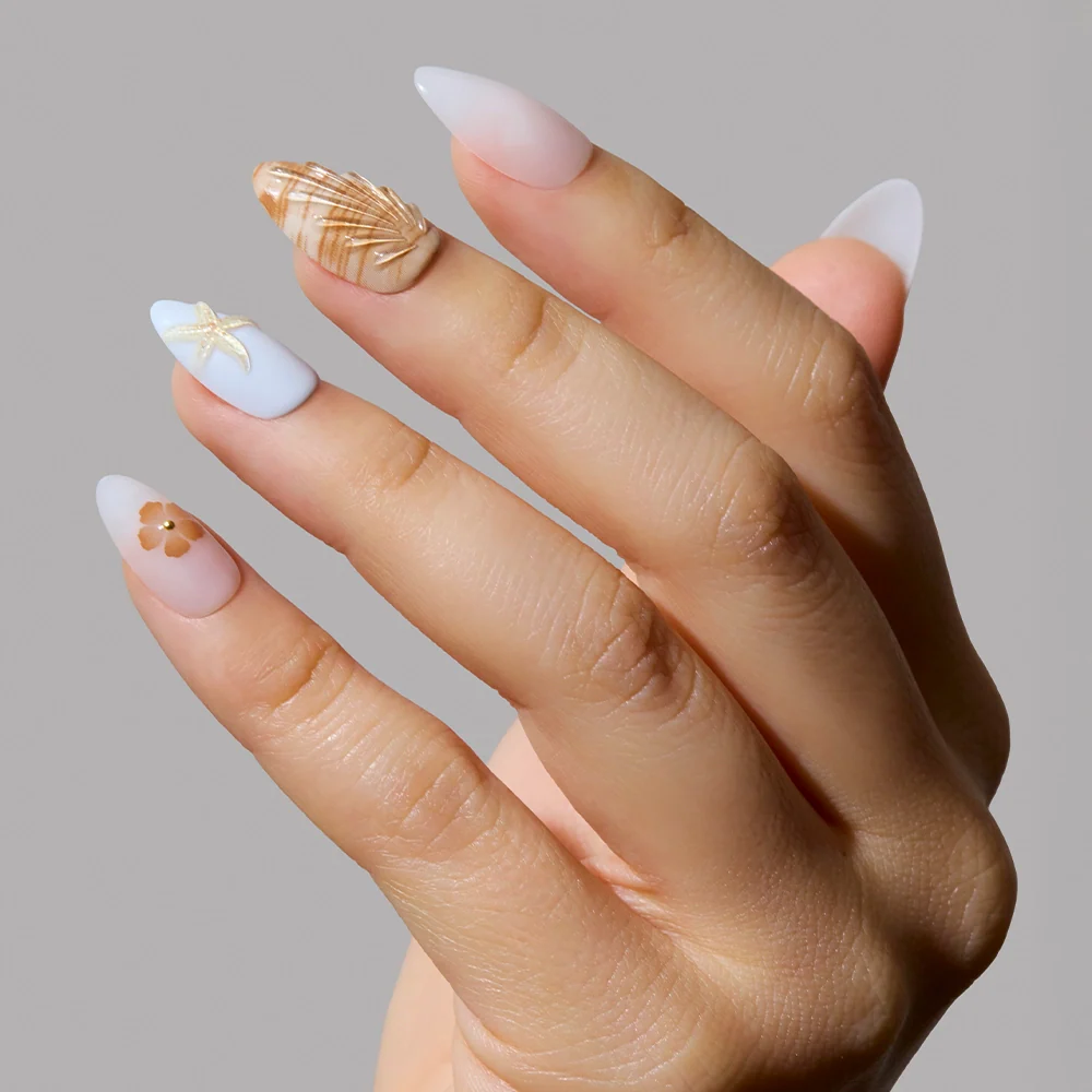 Sea Star press-on nails with glossy finish