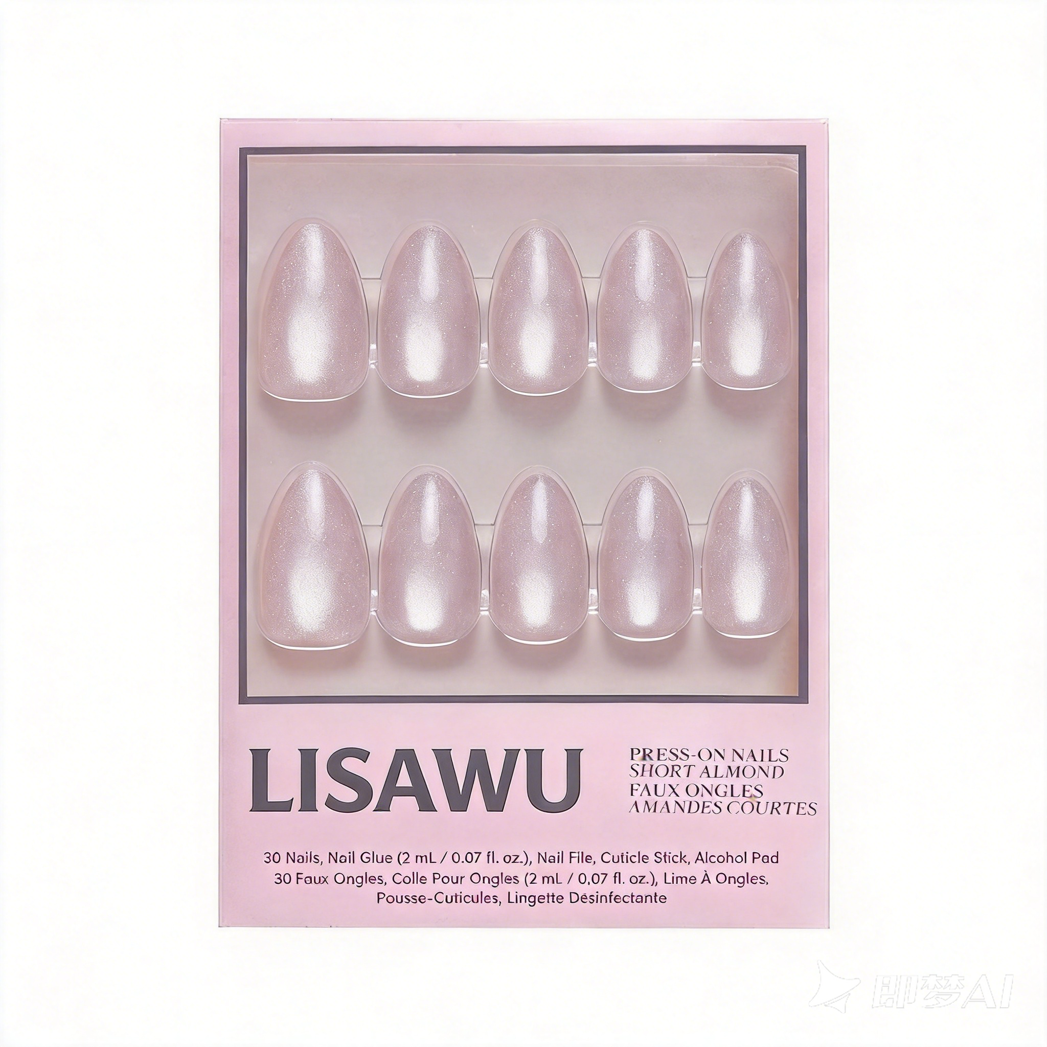 Selenite press-on nails in silver shade