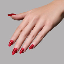 Sent with Love press-on nails set featuring elegant heart designs in soft pink and red tones on almond-shaped nails