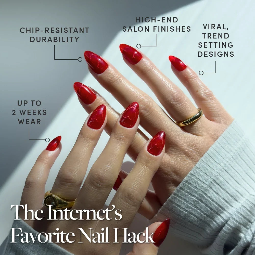 Sent with Love press-on nails in soft pink almond shape stylish nail set for elegant everyday wear