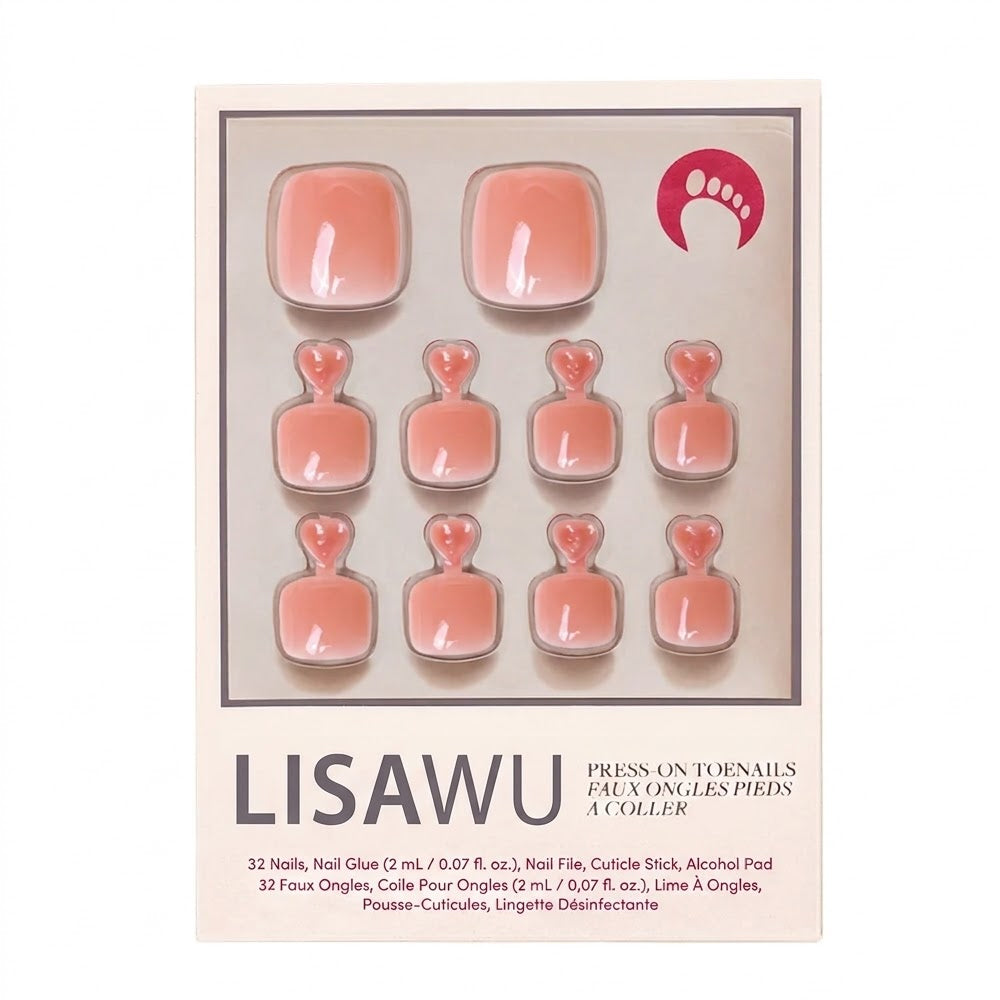 Sheer Peach Toenail press-on nails with glossy finish