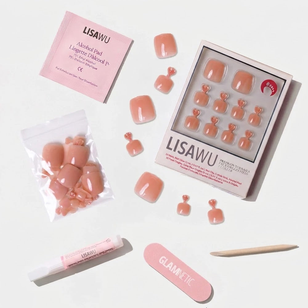 Sheer Peach Toenail press-on nails - natural shape, short length