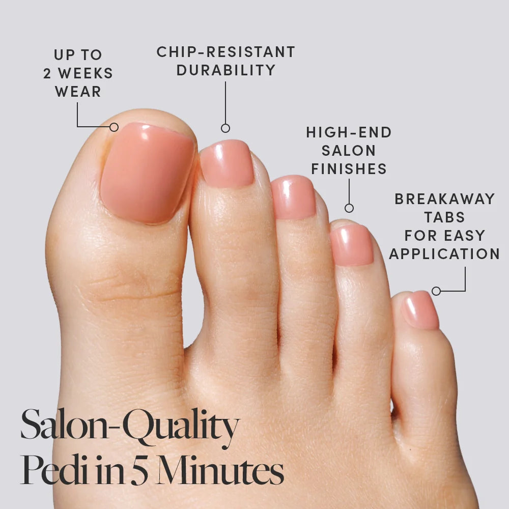 Sheer Peach Toenail press-on nail design - solid color style detail