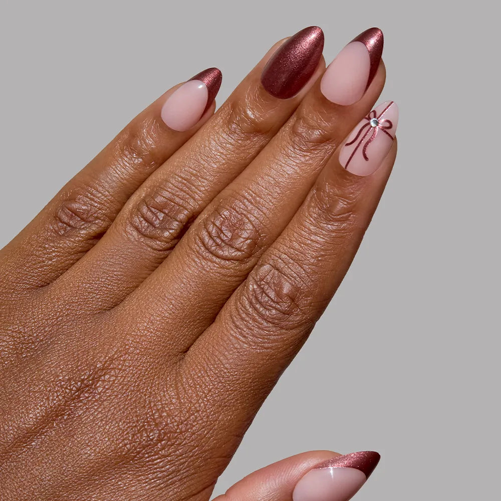 She's A Gift press-on nails with chrome finish