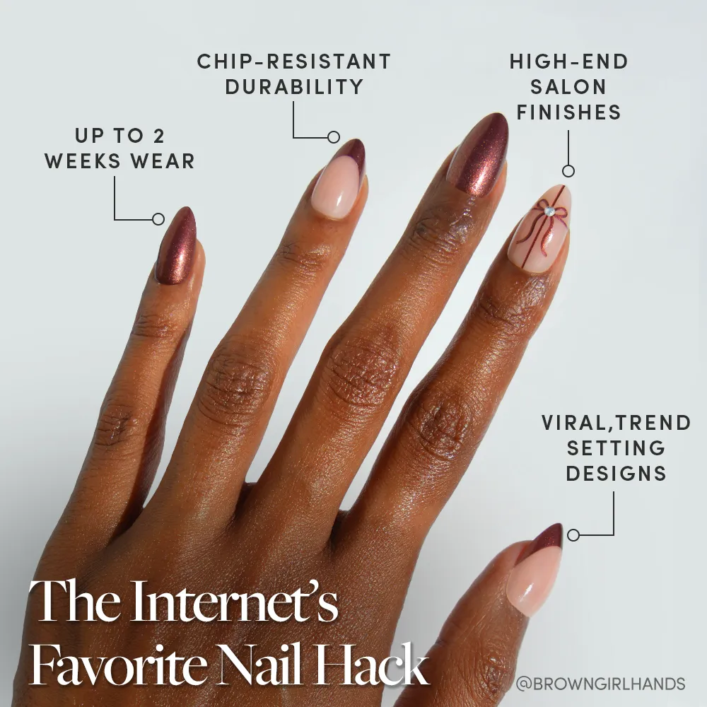 She's A Gift press-on nails - almond shape, short length