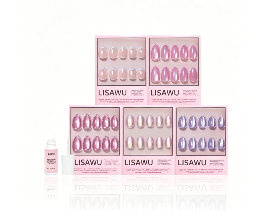 Shimmering Shores press-on nails in pink shade