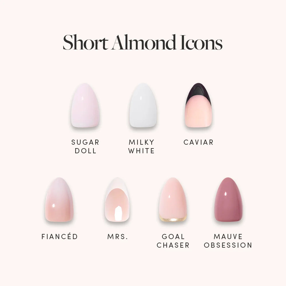 Lisawu Short Almond Icons press-on nail bundle style selection