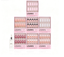 Short Almond Icons press-on nails in pink shade