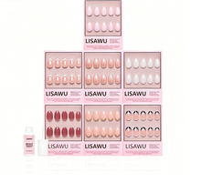 Short Oval Icons press-on nails in gold shade