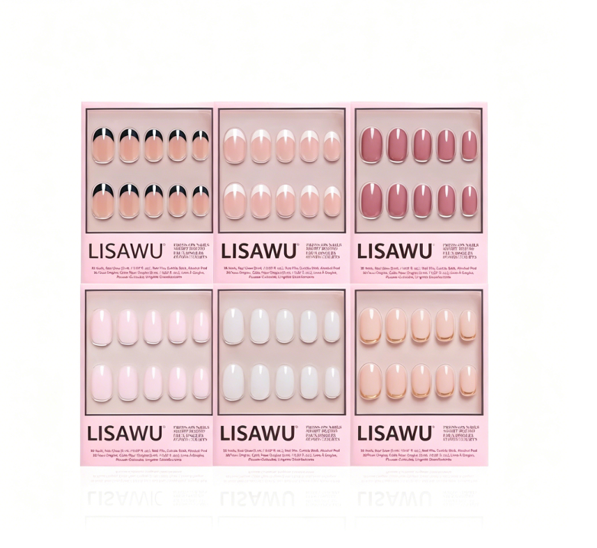 Short Round Icons press-on nails in black shade