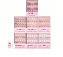 Short Squoval Icons press-on nails in gold shade