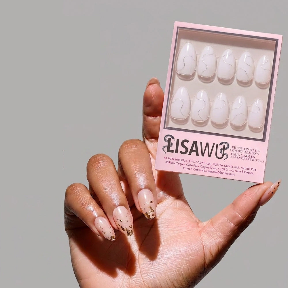 Silent Night press-on nails in white shade