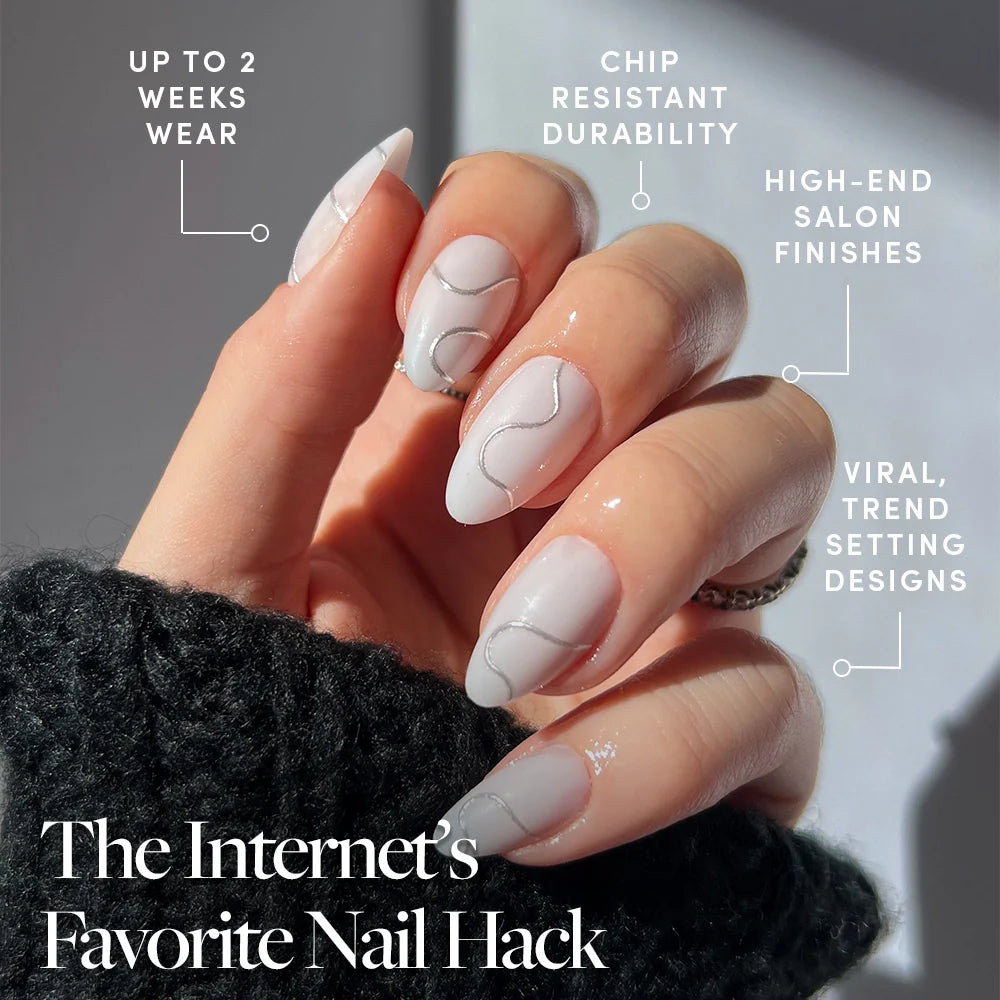 Silent Night press-on nails - almond shape, short length