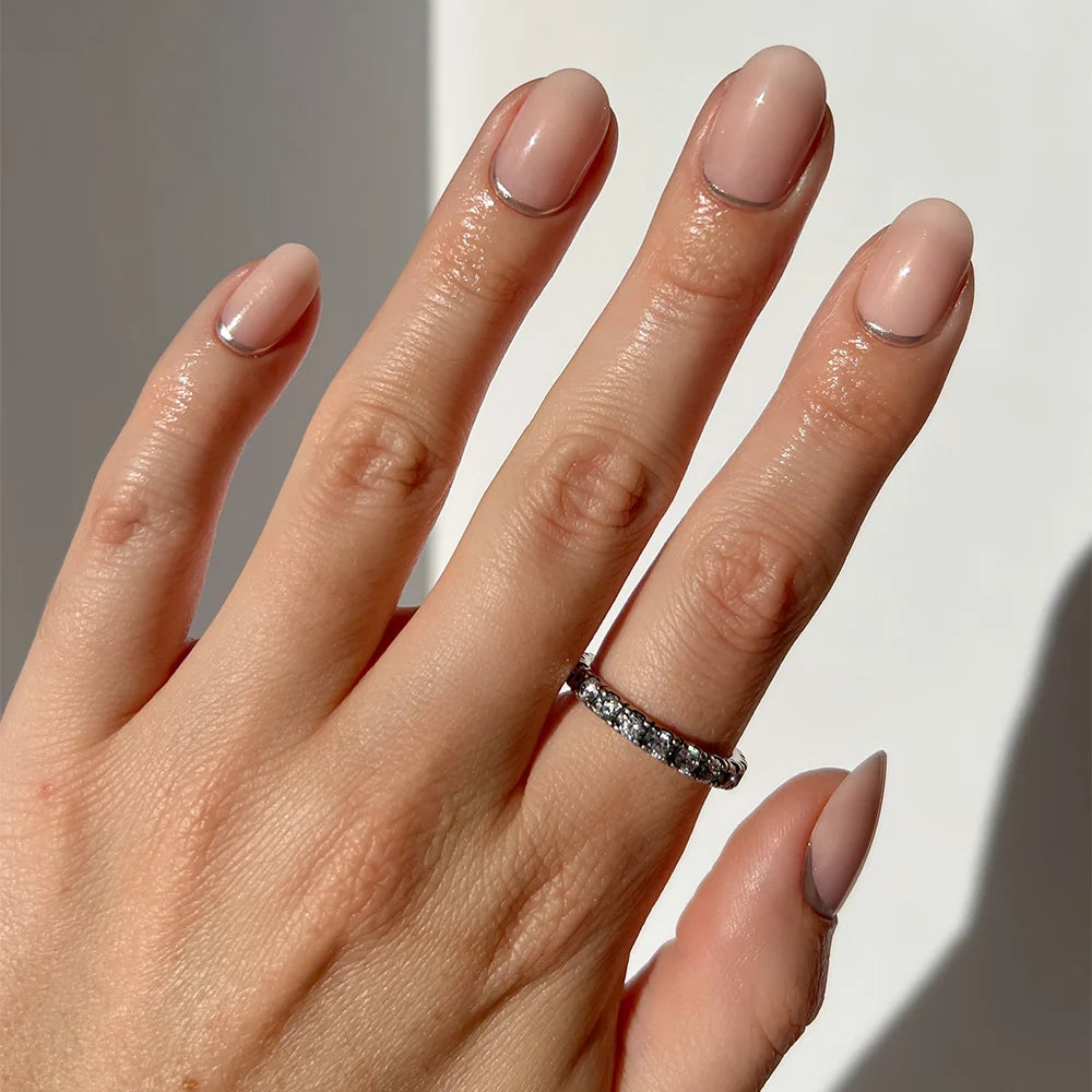 Silver Belle press-on nails in pink shade