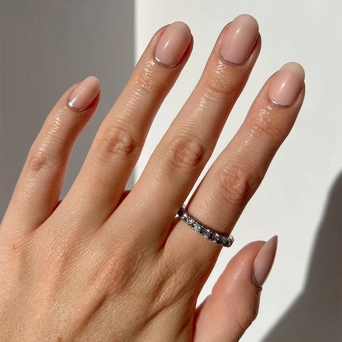 Silver Belle press-on nails in pink shade