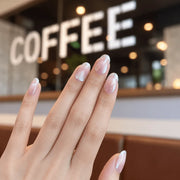 Silver Crescent Press-On Nails – Short Oval