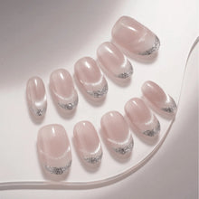 LISAWU Silver Crescent short oval press-on nails styled for parties, evenings, events, and elevated everyday wear.