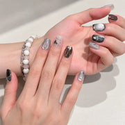Silver Mist Sweetheart Press-On Nails – Short Square