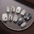 Lisawu Silver Mist Sweetheart Short Square press-on nails product view