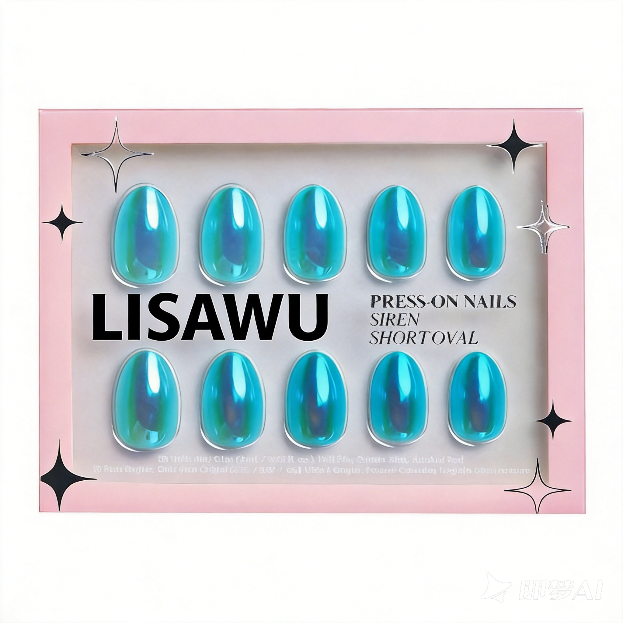 Siren press-on nails in blue shade