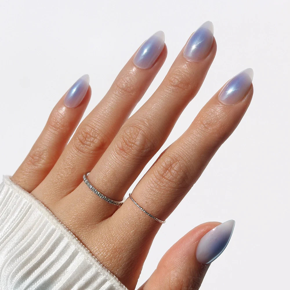 Sky Berry press-on nails in blue shade