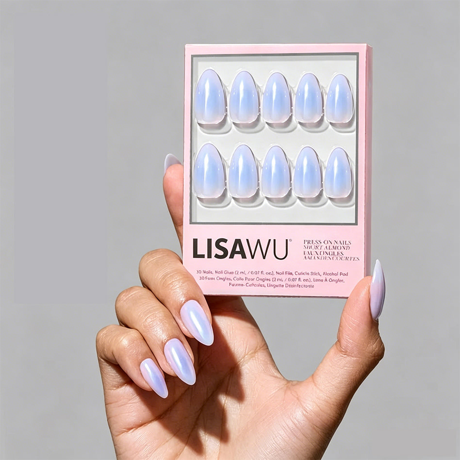 Sky Berry press-on nails in white shade