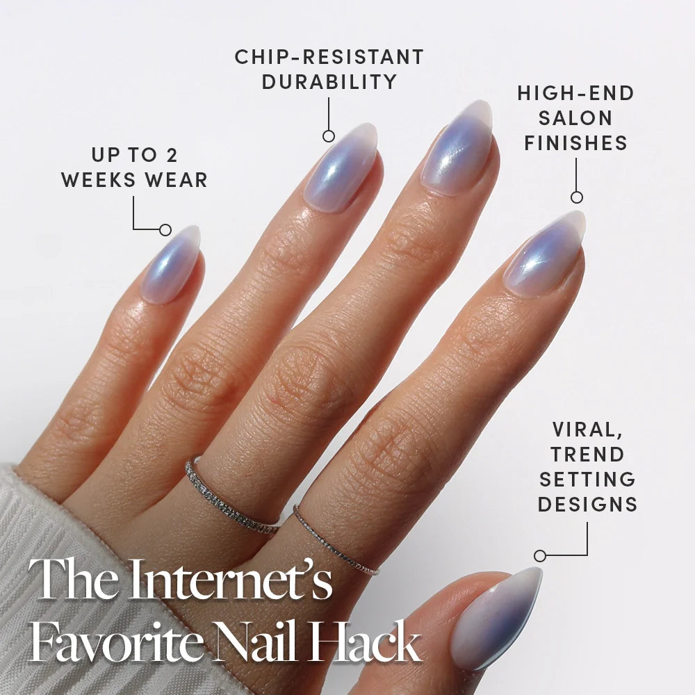 Sky Berry press-on nails - almond shape, short length
