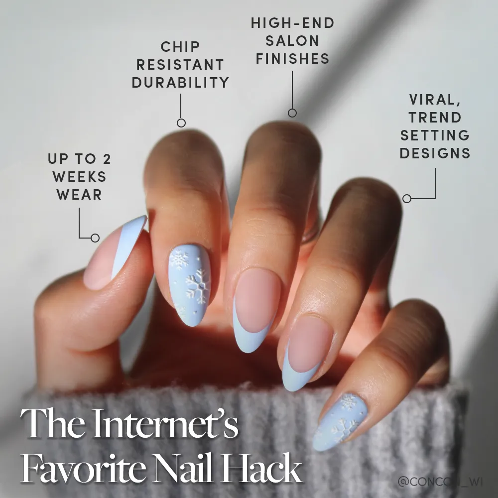 Snow Bunny press-on nail design - 3d style detail