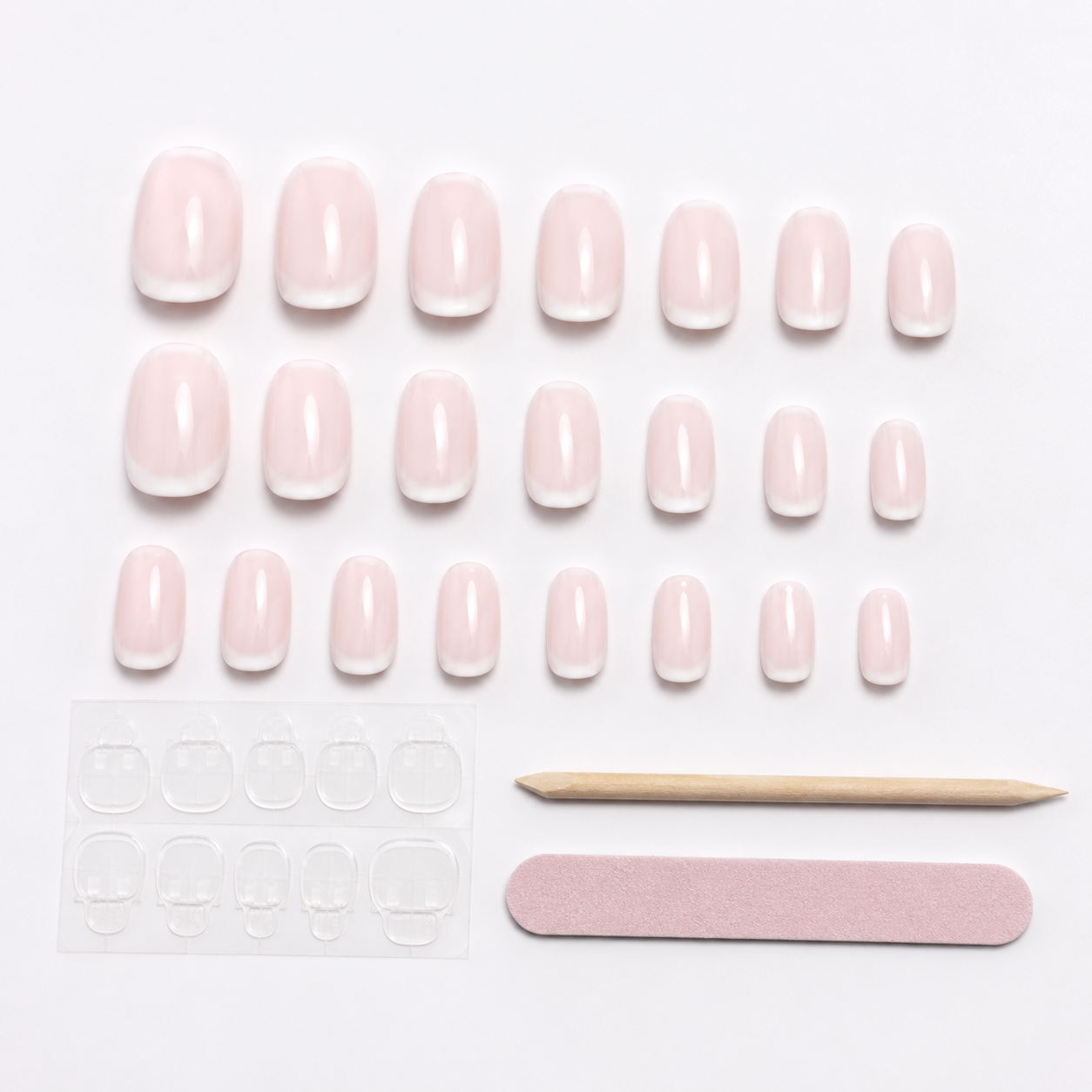 Soft French Aura Press-On Nails press-on nail bundle - full set view
