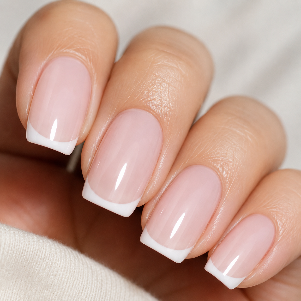 Soft Pink French Tip Press-On Nails press-on nail bundle - full set view