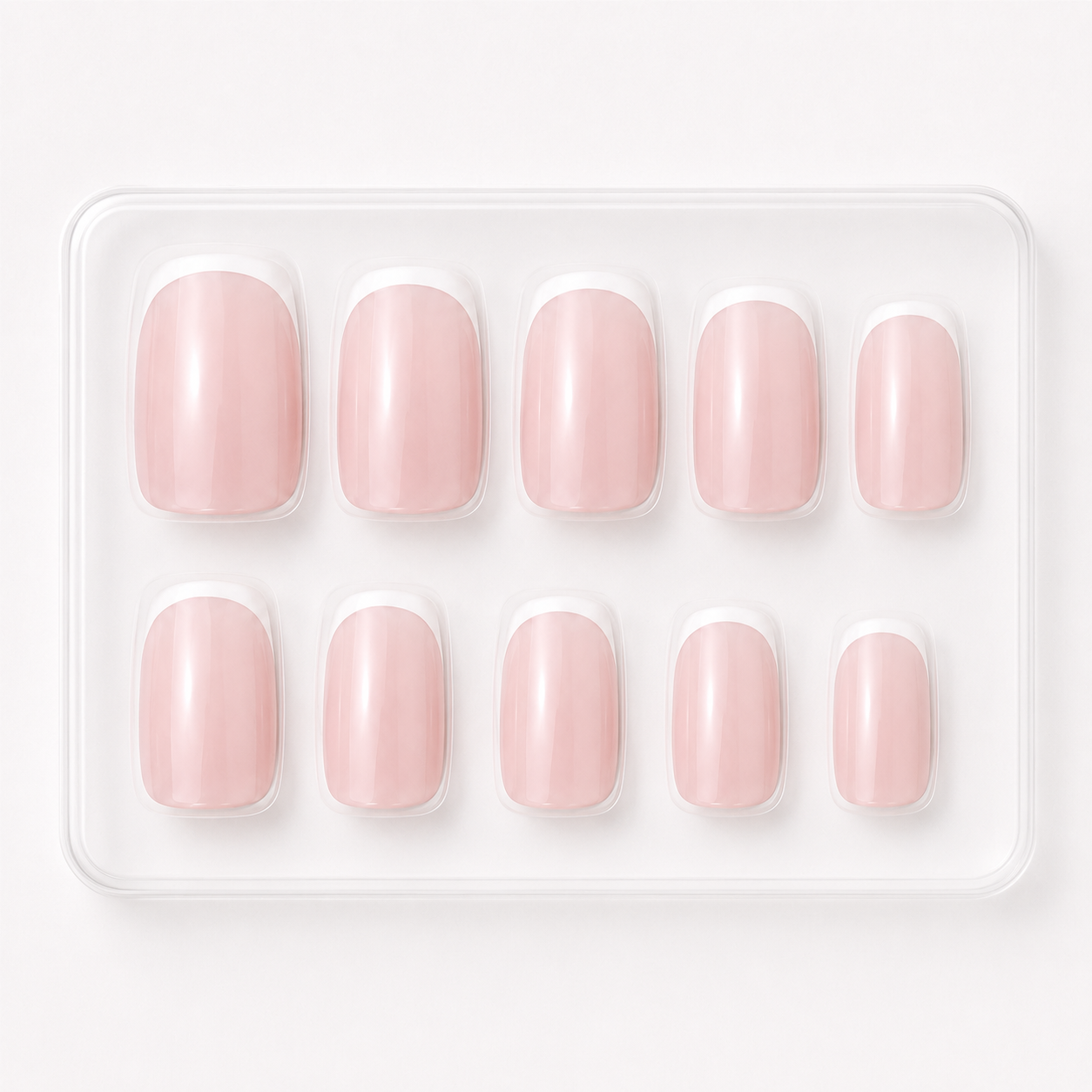 Soft Pink French Tip Press-On Nails press-on nail bundle - full set view