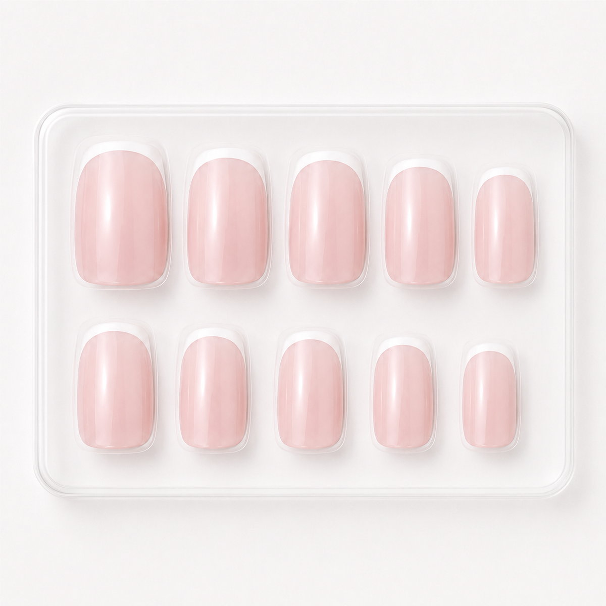 Soft Pink French Tip Press-On Nails press-on nail bundle - full set view