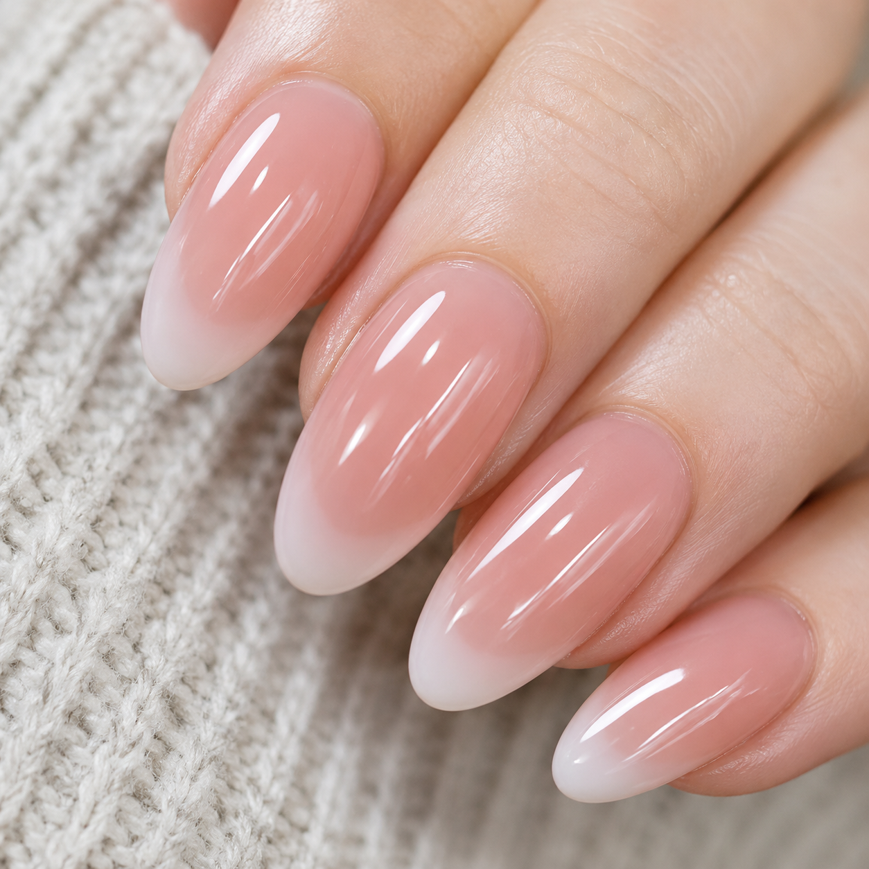 Soft Pink Ombre French Press-On Nails press-on nail bundle - full set view