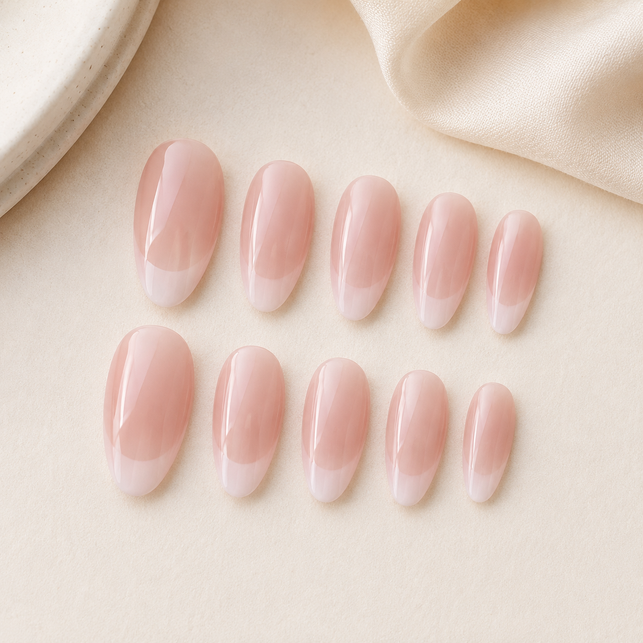 Soft Pink Ombre French Press-On Nails press-on nail bundle - full set view