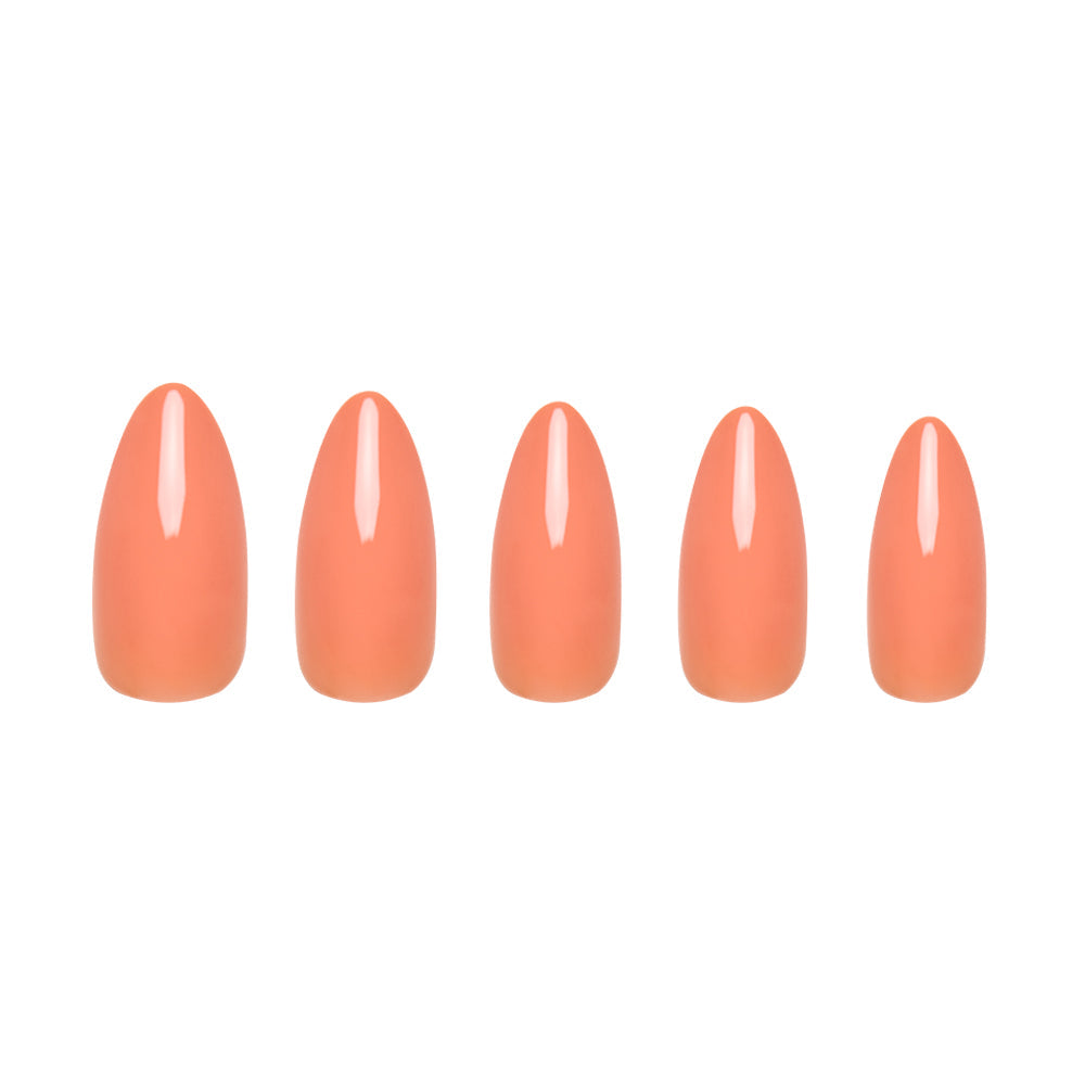 Soft Tangerine press-on nails in soft orange shade with glossy finish perfect for natural stylish nail look