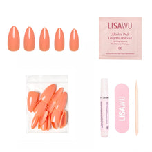 Soft Tangerine press-on nails in warm orange shade with glossy finish for stylish nail set display