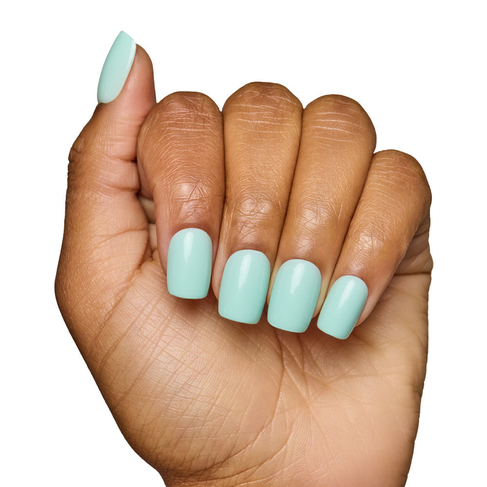 Soft teal press-on nails with smooth glossy finish stylish nail set for everyday wear