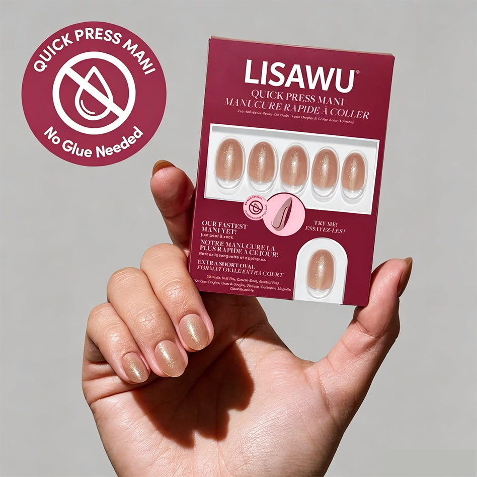 Sparkly Brown press-on nails with glossy finish