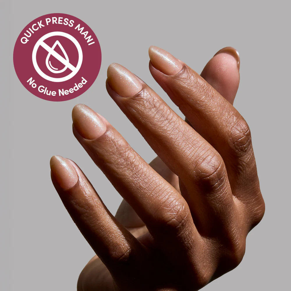 Sparkly Brown press-on nails - oval shape, extra short length