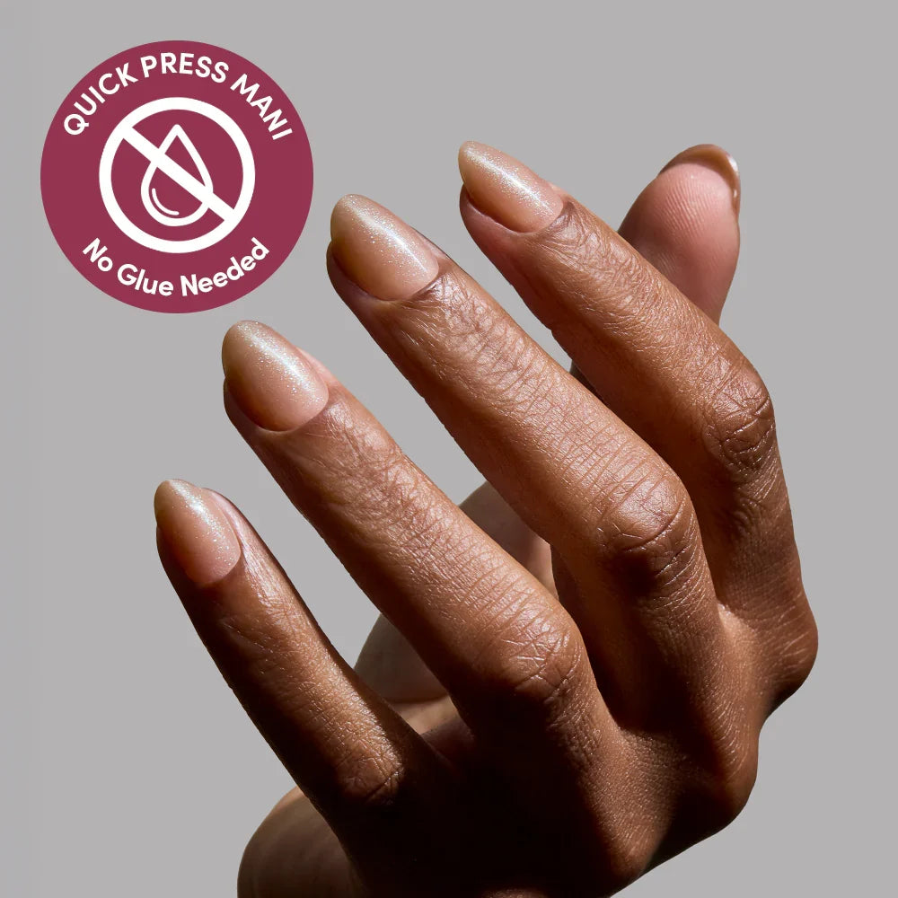 Sparkly Brown press-on nails - oval shape, extra short length