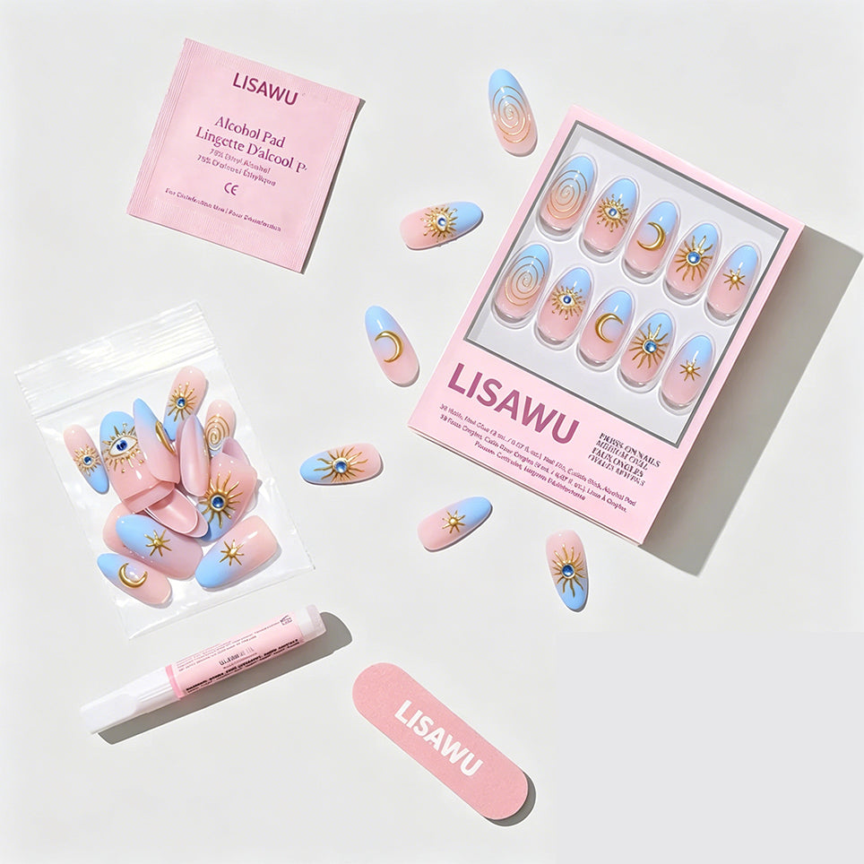 Spirited Sky press-on nails with glossy finish