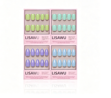Spring Day press-on nails set featuring pastel floral design with medium oval shape for a fresh spring style